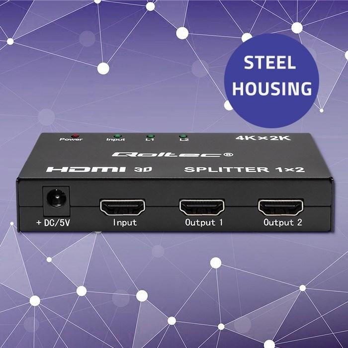 Immagine prodotto Qoltec 51796 Splitter HDMI attivo 2 x HDMI 4K x 2K | 3 4 Gbit/s