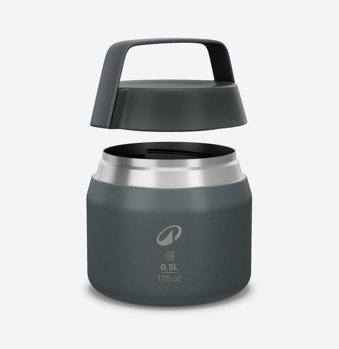 Actual product image Quechua Lebensmitteldose 0,5 l Isolierdose Edelstahl Camping Wandern - 900 schwarz