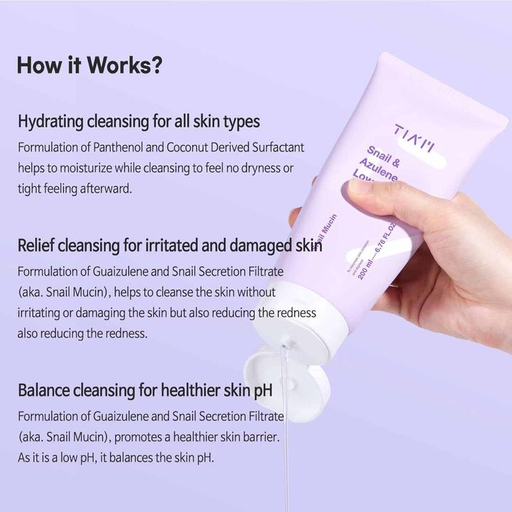 Produktbild Tia'm TIAM Snail & Azulene Low pH Cleanser (Reinigungstücher, 200 ml)