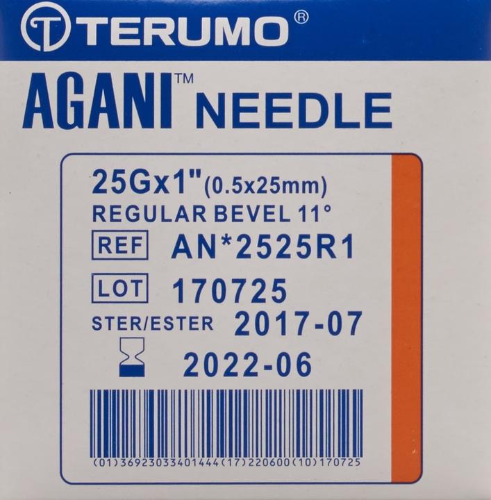 Actual product image Terumo Agani Disposable Cannula 25G 0.5x25mm orange (100 pcs)