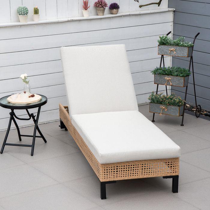 Actual product image Swisshandel24 Garden furniture sun lounger garden lounger with cushion 3-stage adjustable rattan lounger steel (200 cm)