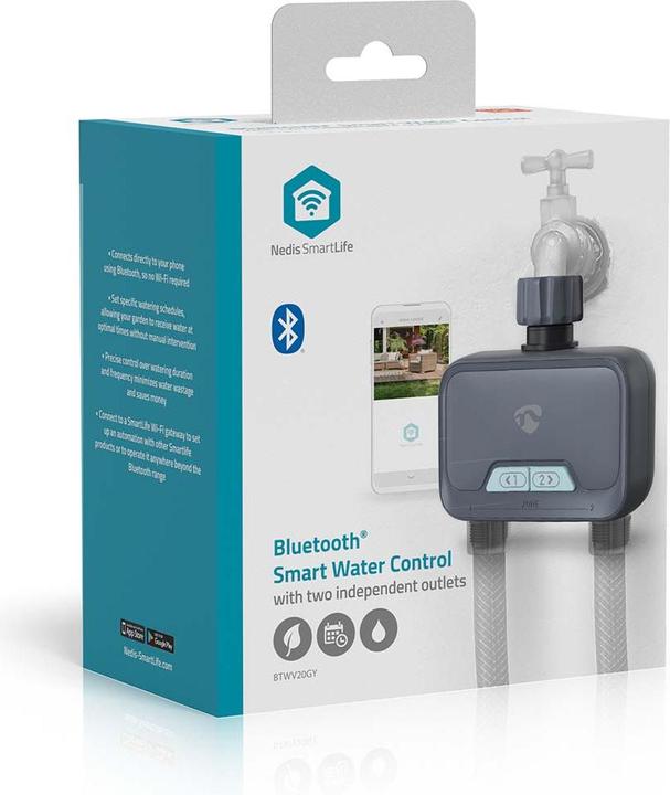Immagine prodotto Nedis SmartLife Controllo intelligente dell'acqua Bluetooth® | Funzionamento a batteria | IP54 | (Computer per l'irrigazione)