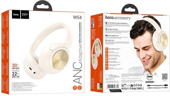 Immagine prodotto Hoco Wireless headphones wireless headphones bluetooth ANC W54 milky white (ANC, 30 h, Senza fili)