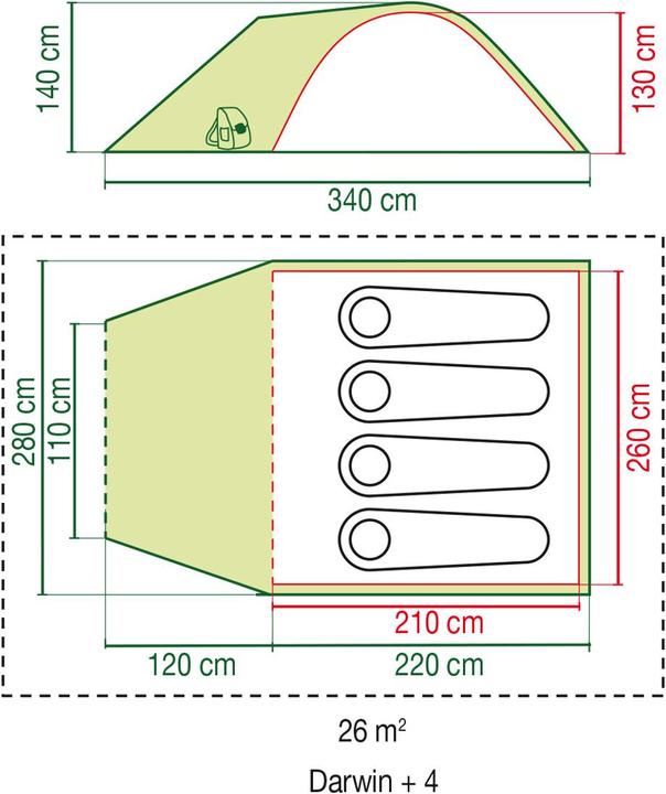 Actual product image Coleman Darwin 4 Plus (Dome tent, 6.20 kg, 4 persons)