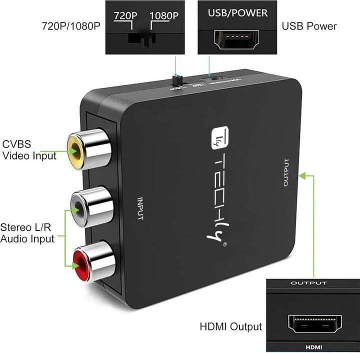 Immagine prodotto NoName Convertitore audio e video composito AV da 3x RCA a HDMI 1080p