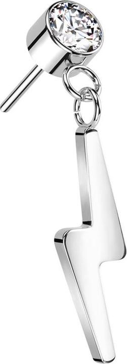 Actual product image Star Piercing Threadless cylinder silver crystal silver pendant lightning silver (without brass, Titanium G23)