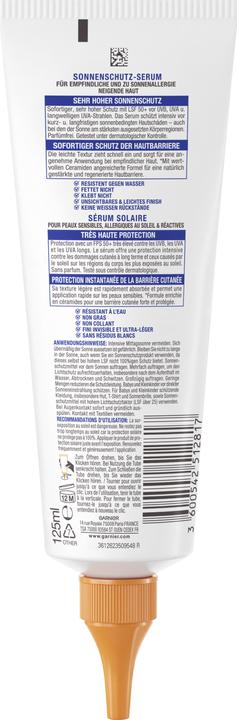 Image du produit Garnier Ambre Solaire Sensitive Advanced expert+ (Crème solaire visage, SPF 50, 125 ml, 161 g)