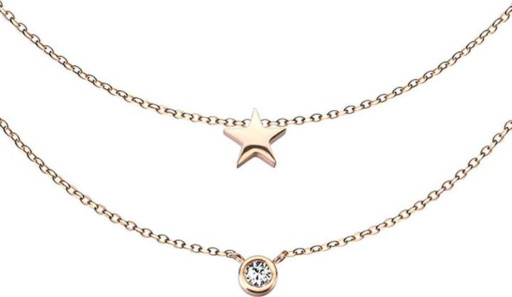 Star Piercing Kette rosegold Anhänger Kristall und Stern (ohne Messing, Chirurgenstahl 316L)