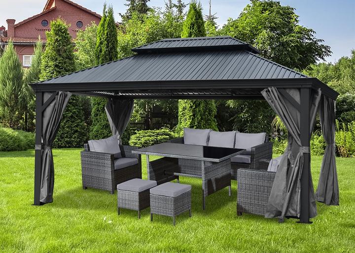 Image du produit Jet-Line Pavillon de jardin en aluminium DAMASKUS 3x3,65 m avec toit fixe en aluminium (300 cm, 365 cm)