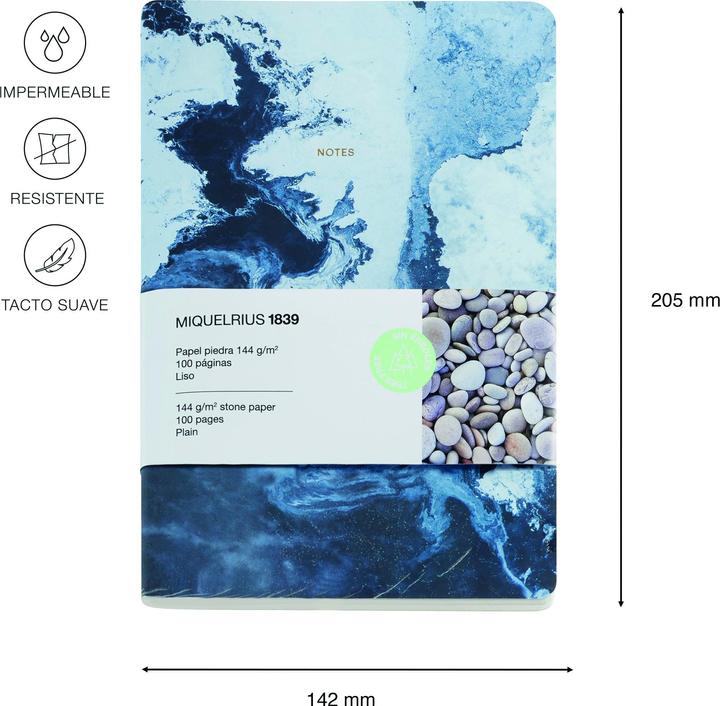 Image du produit Miquelrius Carnet de notes A5 Stone Sea (A5, Blanc, Non contraignant)
