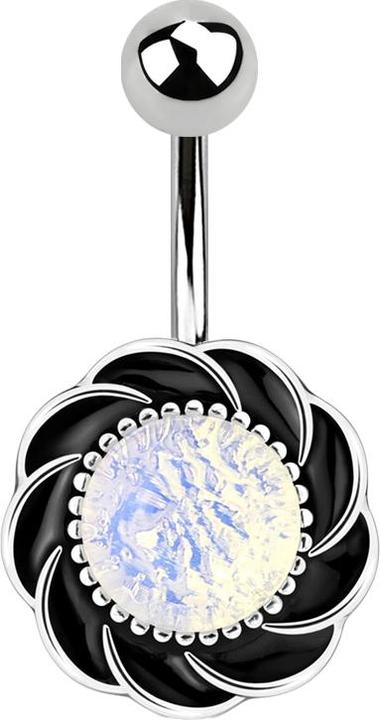 Produktbild Star Piercing Banane silber mit Kugel Wirbel Opalite Stein (Messing, Chirurgenstahl 316L)