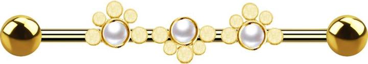 Immagine prodotto Star Piercing Bilanciere placcato oro due sfere a onda punteggiata tre perle bianche (Acciaio chirurgico 316L)