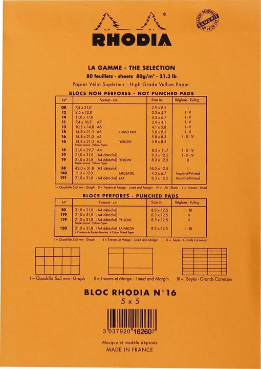 Image du produit Rhodia Blocs agrafés 80 g Basics (A5, Quadrillé, Couverture rigide)