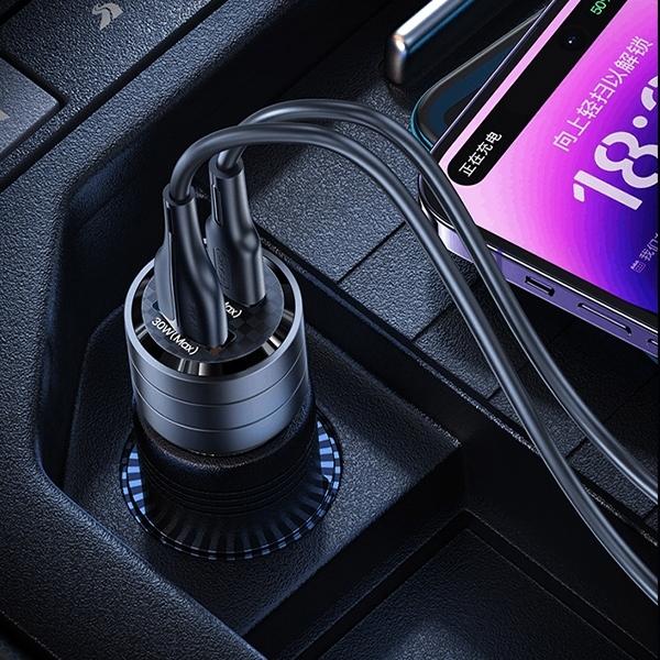 Actual product image Usams Ład. sam. C36 USB+USB-C 95W Fast Charge fioletowy/purple CC176CC02 (US-CC176)
