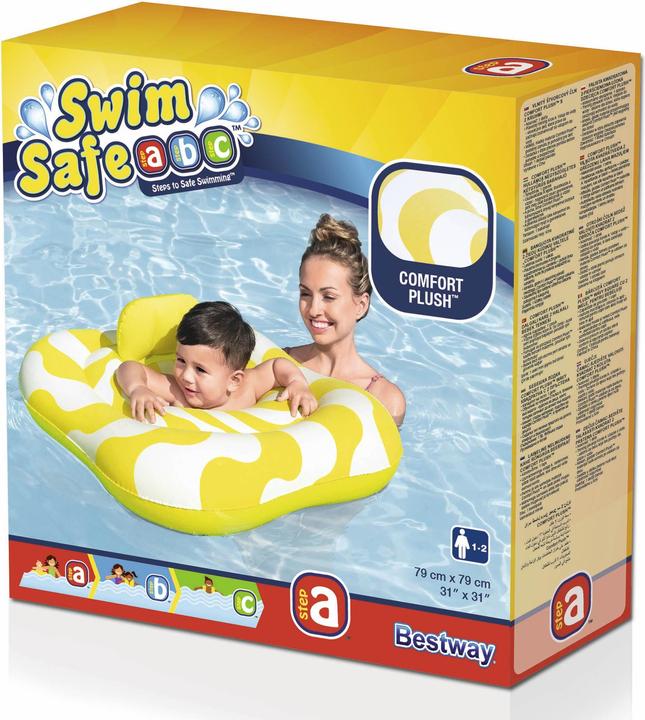 Actual product image Bestway Swim Safe ABC Comfort Plush Wavy Square 2-Ring Inflatable Baby Boat Float