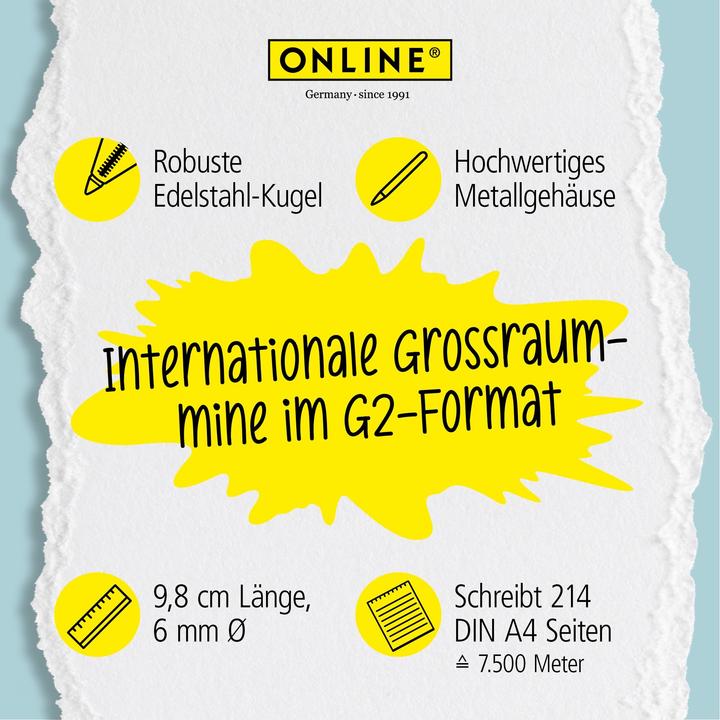 Produktbild Online Kugelschreiberminen M schwarz, 6 St. (Ersatzmine, Schwarz, 0.60 mm)