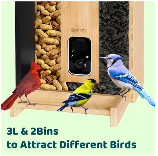 Productafbeelding Birdfy Voederbak Bamboe AI op abonnement + Zonnepaneel