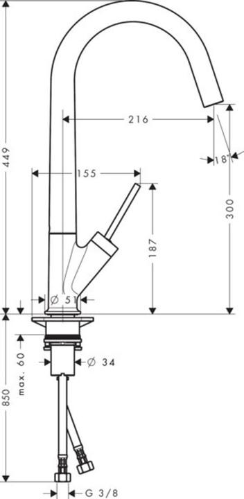 Actual product image Axor Starck single lever kitchen mixer 300 with swivel spout