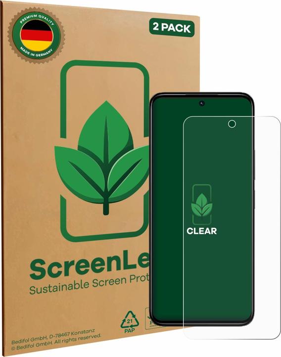 Actual product image ScreenLeaf Screen Protector sustainable Screen Protection, clear, anti-scratch (2 Piece, Xiaomi Redmi 13C 5G)