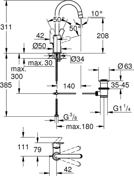 Produktbild Grohe Waschtischarmatur Einhebelmischer Start 2021 chrom 23554002