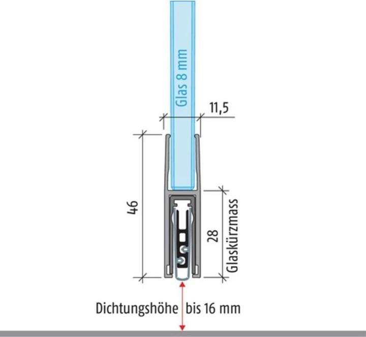 Produktbild Planet Türabsenkdichtung KG-F8, schmal, Silikon RD
