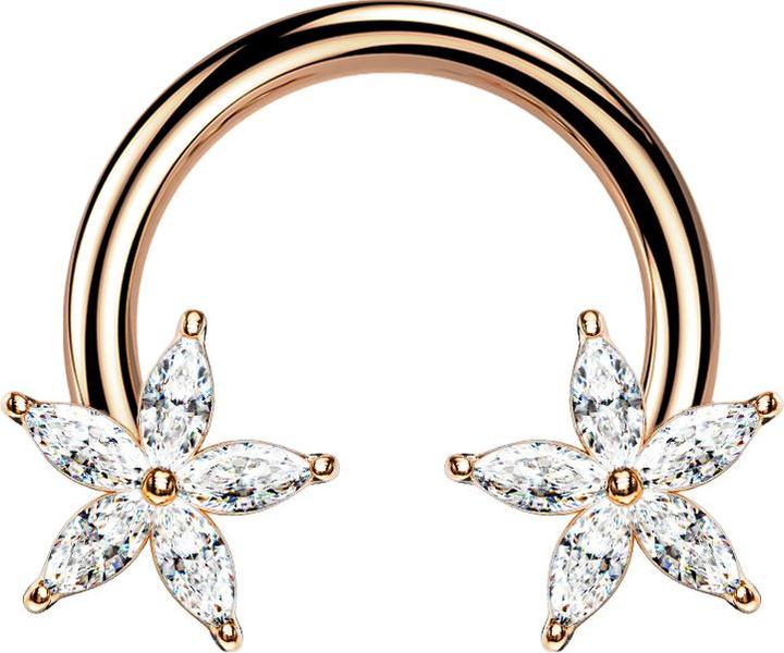Image du produit Star Piercing Circular Barbell rosegold Kristallblume silber (Acier chirurgical 316L, Laiton)