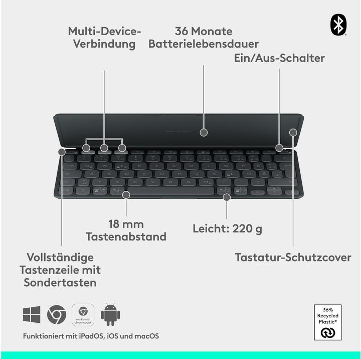 Actual product image Logitech Tastatur Keys-To-Go 2 (CH, Wireless)