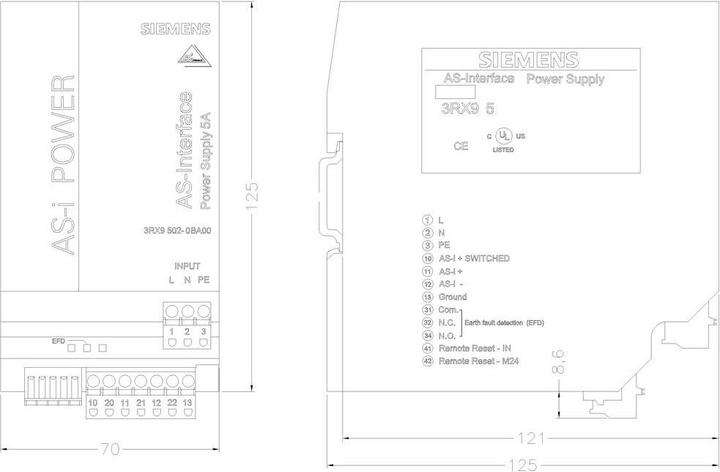 Produktbild Siemens Netzteil ASI 3RX950 Serie 120/230Vac 5A