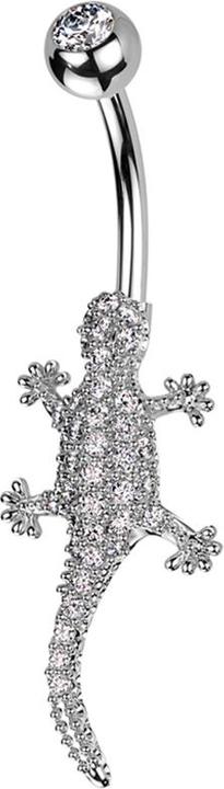 Produktbild Star Piercing Banane silber mit Kugel silber Kristall silber und Echse Kristalle silber (Messing, Chirurgenstahl 316L)