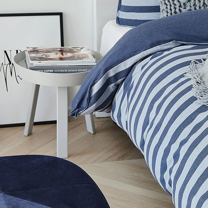 Produktbild Traumschlaf Melange-Stripe Marine (Bettwäsche Set, 135x200 cm + 80x80 cm)