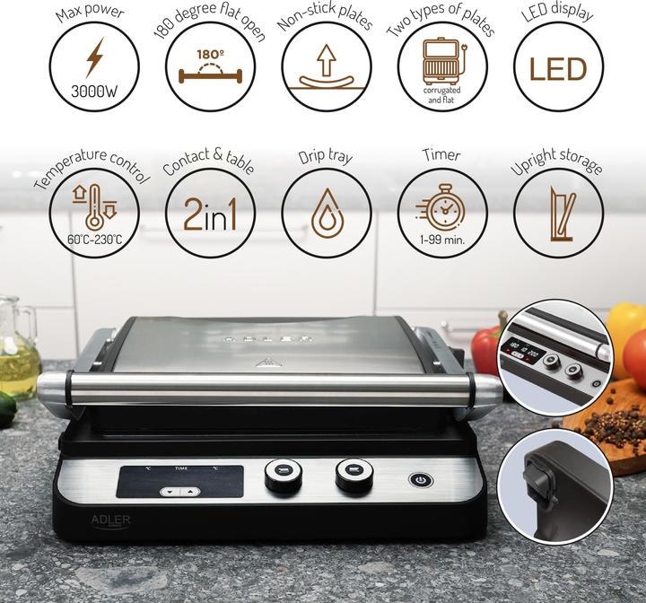 Actual product image Adler AD 3059 contact grill (3 kW)