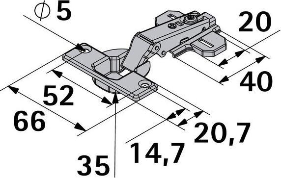 Produktbild Hettich SlideOn Topfscharnier zum Aufschrauben 35 mm vorliegend