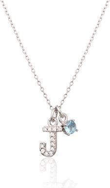 Actual product image JVD - Dainty Silver "J" Necklace with Blue Zircon SVLN0324XH2BI0J