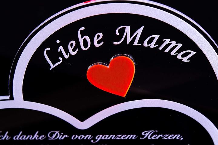 Produktbild Laserox Acryl Doppelherz Schild "Liebe Mama" mit Gravur