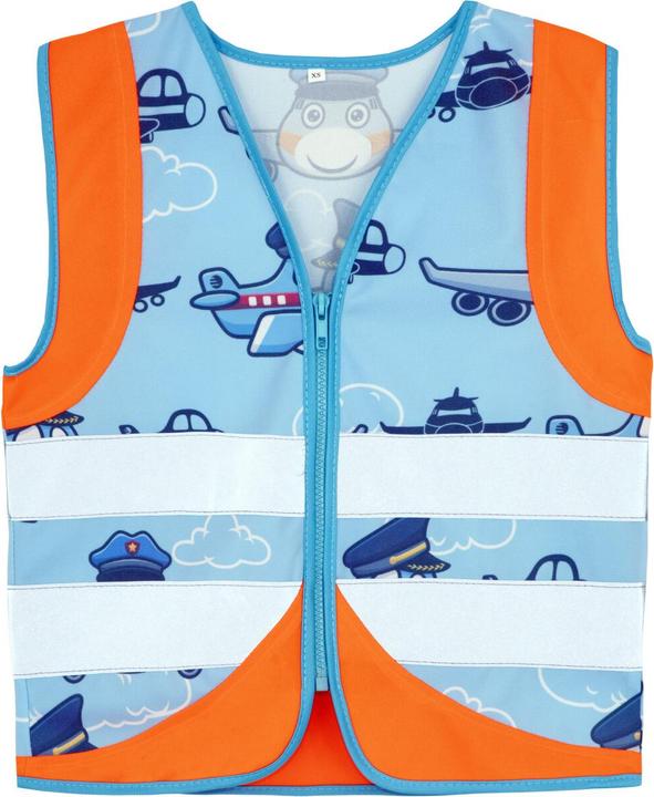 Produktbild Korntex Kinder Warnweste Vehicle Fun Orange/Flugzeug CO2 Neutral S EN 17353 ® ACTVEHPLA (S)