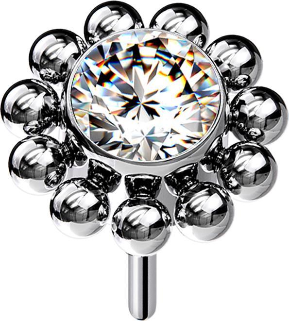Produktbild Star Piercing Threadless silber Kugelblume Kristall silber (Titan G23, ohne Messing)