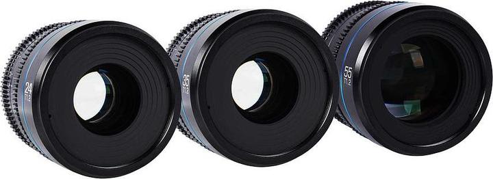 Productafbeelding Sirui MS-3SMB Night Walker 24+35+55mm T1.2 S35 Cine Lensset met transportkoffer (MFT-vatting, zwart) (Micro Vier Derde, APS-C / DX)