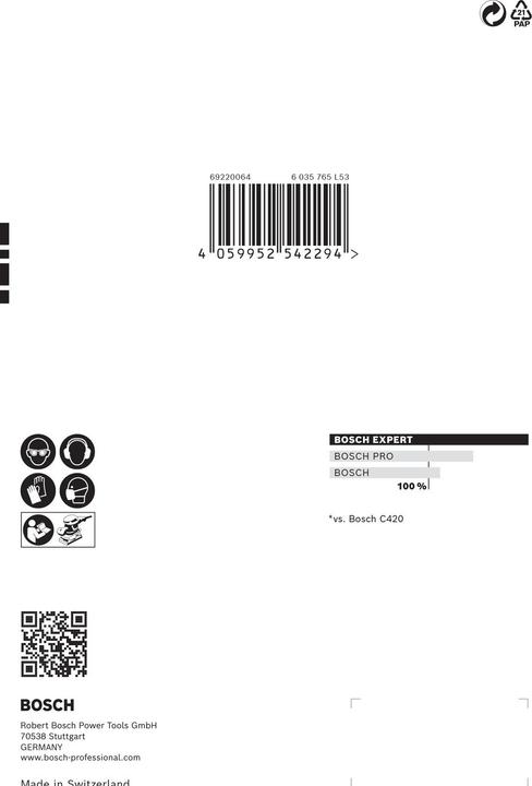 Immagine prodotto Bosch Professional Zubehör Expert C470 Carta vetrata a 6 fori per levigatrice orbitale, 115 x 107 mm, G 60, 10 pezzi. (60)