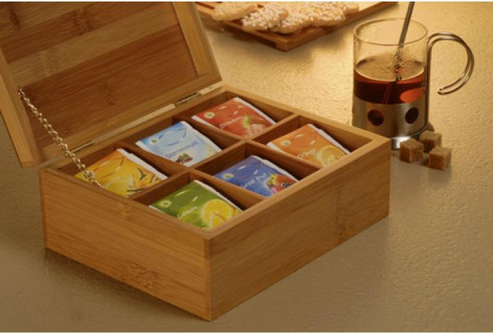 Actual product image Mojawo Tea box tea bag box tea box storage bamboo 6 compartments