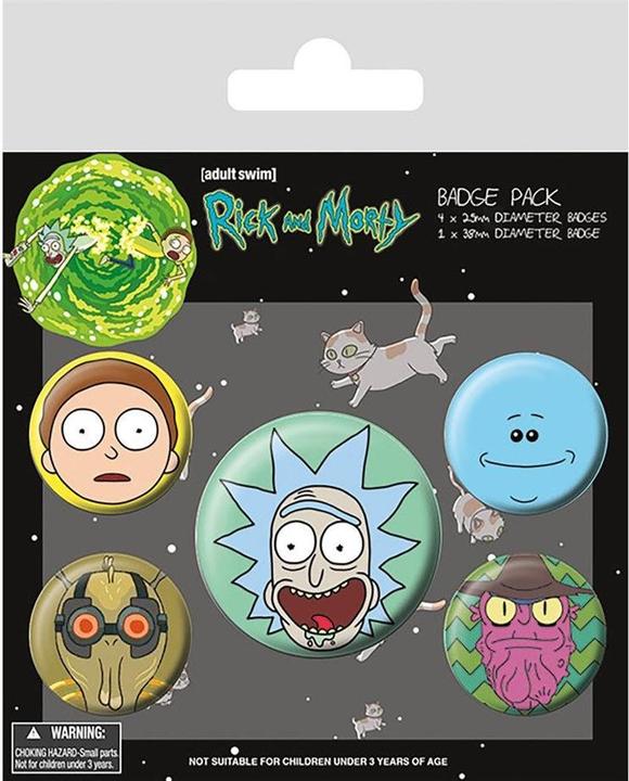 Produktbild Rick And Morty Köpfe Abzeichen 5erPack