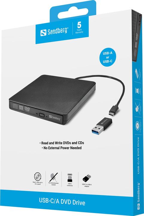 Produktbild Sandberg USB-C/A DVD Drive (DVD Brenner)