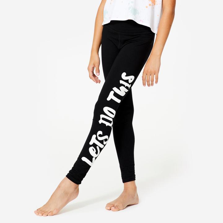 Produktbild Domyos Tanz-Leggings Mädchen Modern Dance hoher Taillenbund - schwarz mit Print (5, 6)