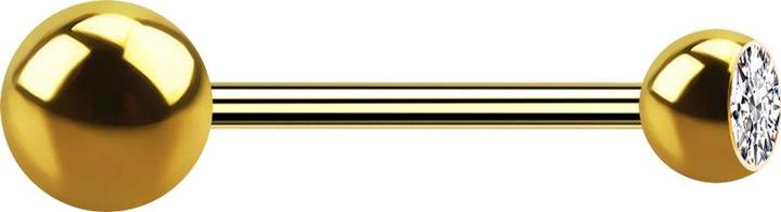 Produktbild Star Piercing Micro Barbell vergoldet mit Kugel und Kugeln Kristall silber (Chirurgenstahl 316L, ohne Messing)