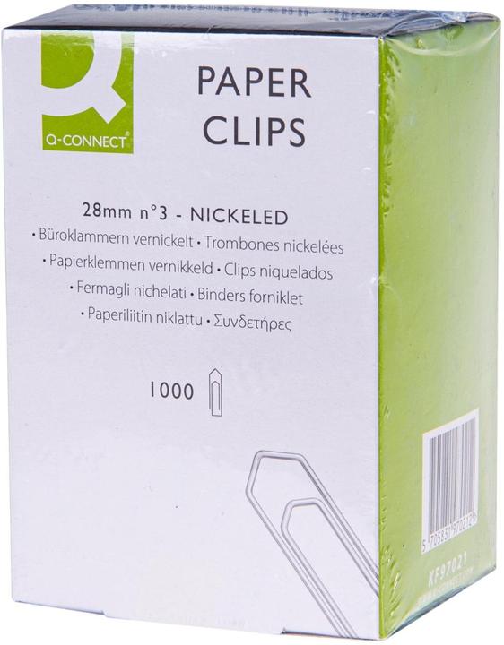 Actual product image Q-Connect Paper clips 28 mm long, nickel plated (1000 x)