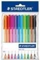 Produktbild Staedtler Kugelschreiber ball 432, M, 10er Polybeutel dreieckig, Schaft, Kappe, und Clip in Strichfarbe, doku