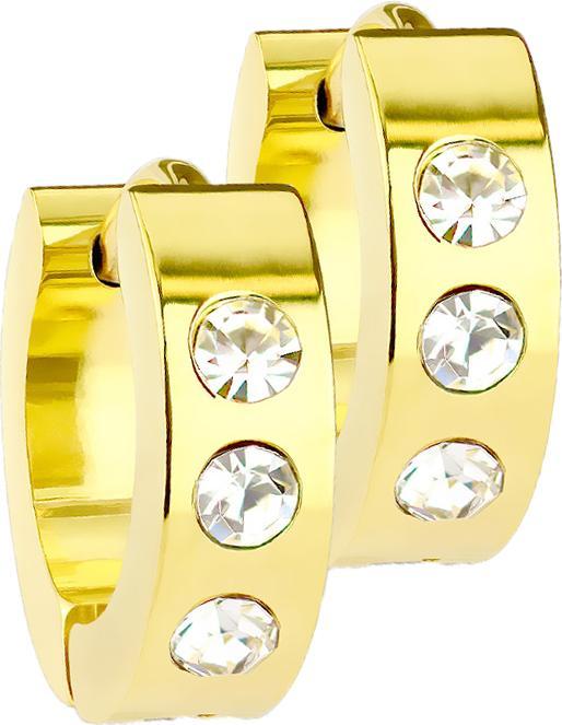Immagine prodotto Star Piercing Ohrring zum Klappen vergoldet mit 3 Kristalle (senza ottone, Acciaio chirurgico 316L)