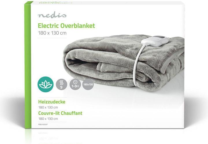 Actual product image Nedis Electric Duvet Cover 1 person 180 x 130 cm 9 heat settings washable overheatun (180 x 130 cm)