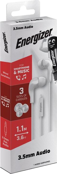 Produktbild Energizer Kabelgebundene Kopfhörer - CIA5 - Klinke / Aux 3.5 mm, weiss (Kabelgebunden)