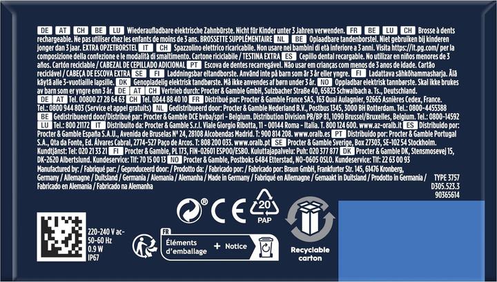 Produktbild Braun Oral-B Series 1 Blau Wiederaufladbare elektrische Zahnbürste mit 2 Ersatzbürstenköpfen, 1 Zahnbürste (Oszillierende Zahnbürste)