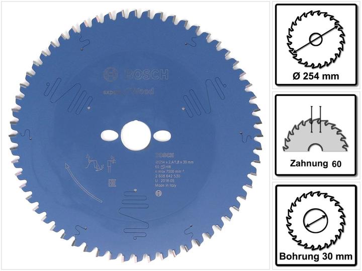 Produktbild Bosch Professional Zubehör Kreissägeblatt Expert for Wood, 254 x 30 x 2,4 mm, 60